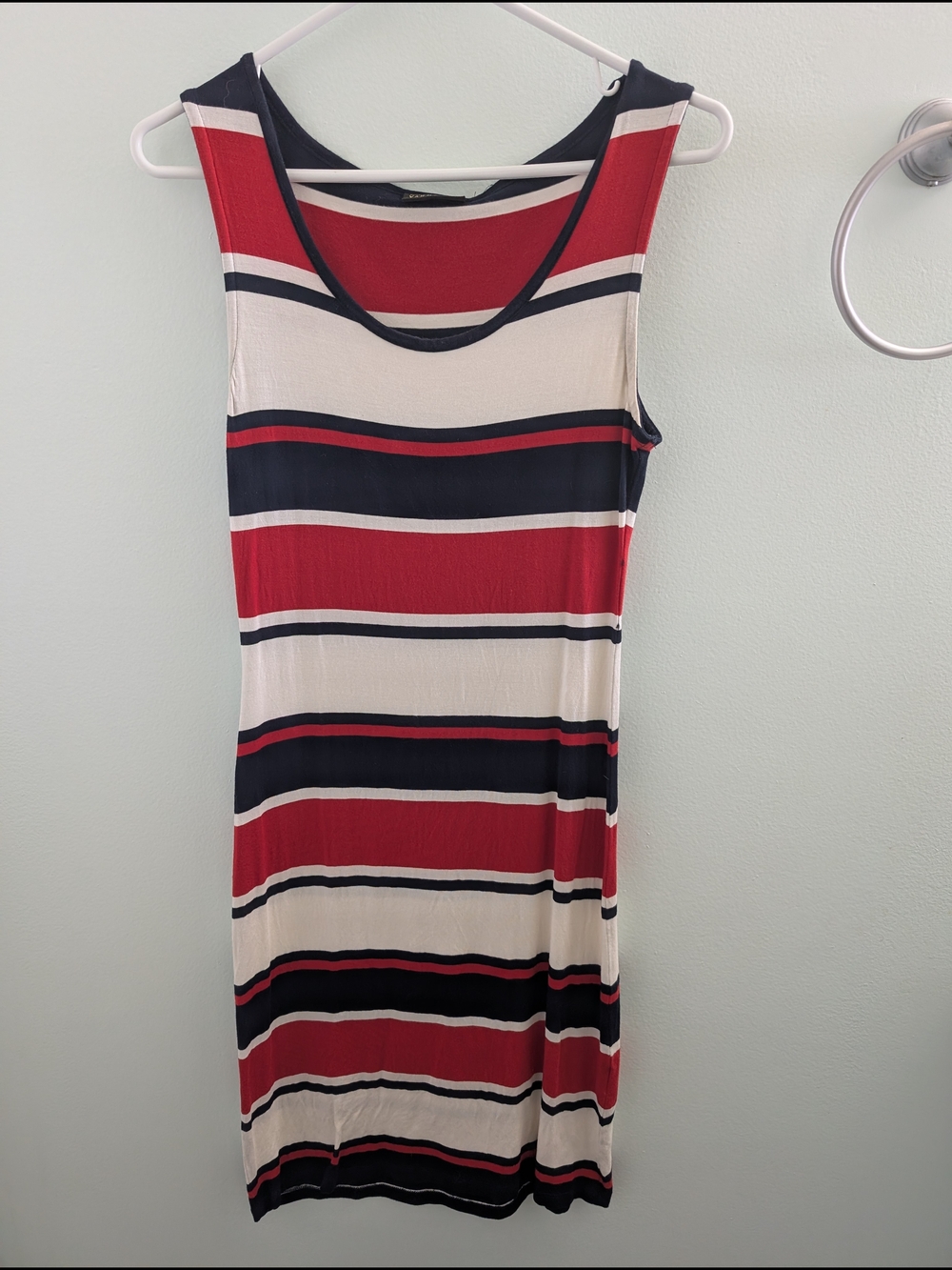 Van Heusen Red, Navy & White Striped Midi Dress